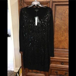 Tahari Black Sweater Dress Sequin’s Size Medium.